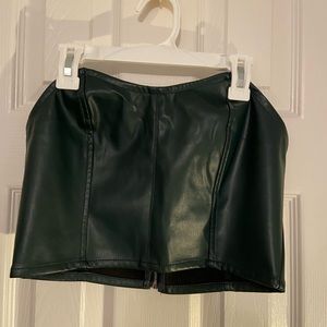 Green (fake) Leather Strapless Top